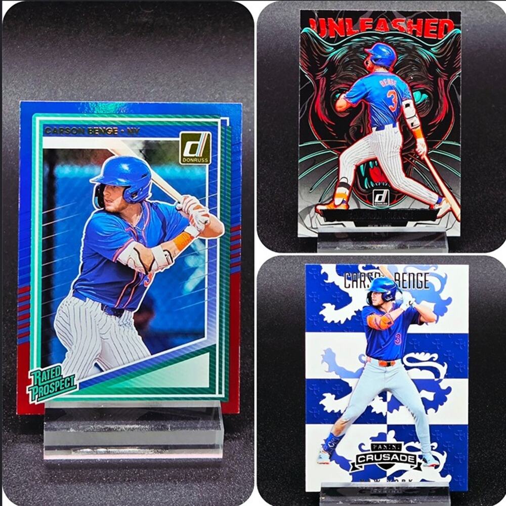 Carson Benge Unleashed Red and Blue Foil RC New York Mets Top Prospect